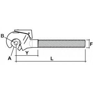Carlig cu tija filetata TC CAT3 M36X3 dreapta