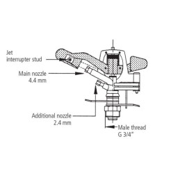 Adjustable sprinkler V60 with male thread 3/4"